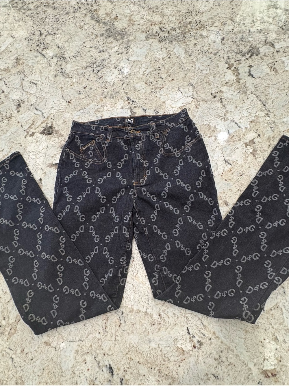 D&G Black Logo-Print flare Jeans